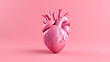 Heart 3D rendering on pink background