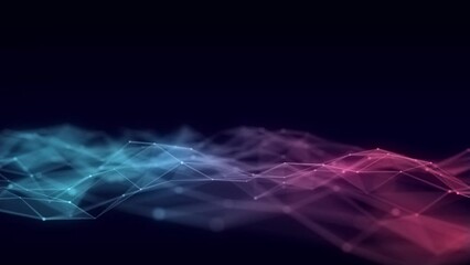 Fototapete - Music color wave of particles and lines. Big data visualization. Abstract blue background with a dynamic wave. 3d rendering.