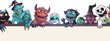 Cute halloween monsters with copy space