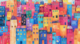 Fototapeta Sport - Multicolored colorful buildings houses, background with typical colorful houses in old town