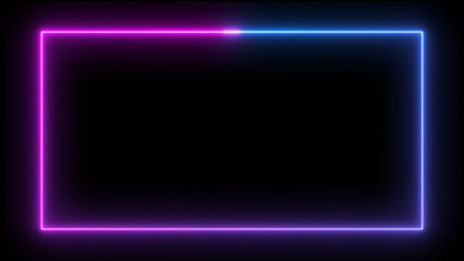 Wall Mural - abstract glowing fire effect neon light rectangle frame icon background illustration.