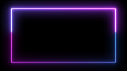 Wall Mural - abstract glowing fire effect neon light rectangle frame icon background illustration.