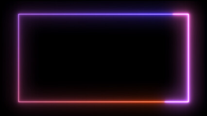 Wall Mural - abstract glowing fire effect neon light rectangle frame icon background illustration.