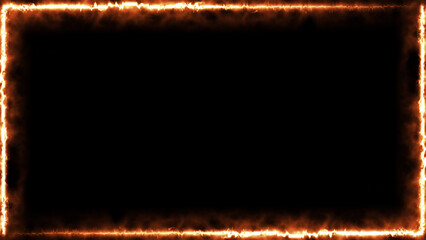 Wall Mural - abstract glowing fire effect neon light rectangle frame icon background illustration.