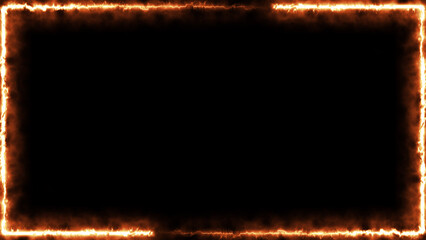 Wall Mural - abstract glowing fire effect neon light rectangle frame icon background illustration.