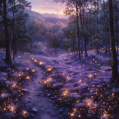 Wall Mural - a many lights that are on the ground in the woods