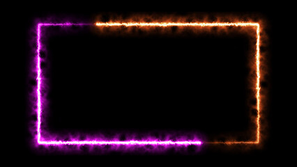 Wall Mural - abstract glowing neon light rectangle frame icon background illustration 4k.