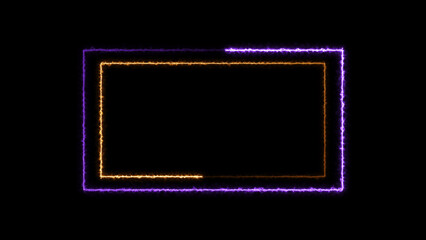 Wall Mural - abstract glowing fire effect neon light rectangle frame icon background illustration.