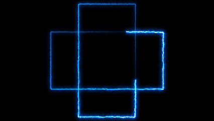 Wall Mural - abstract glowing neon light rectangle frame icon background illustration 4k.