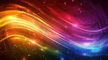 Abstract Multicolor Visualization, abstract background with colorful spectrum. Bright neon rays and glowing lines.