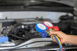 Car air conditioner check service, leak detection, fill refrigerant.