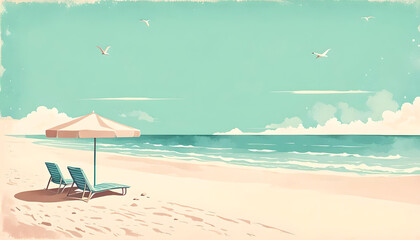 Wall Mural - beautiful abstract beach card with copy space