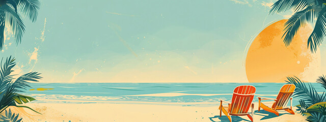 Wall Mural - beautiful beach banner with copy space