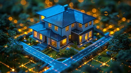 Fototapete - Using IOT home system technology to connect smart devices. Smart home with AI system controls IOT system through smartphone. IOT home network.