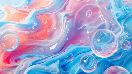 Leinwandbilder - This is an abstract background with holographic floating liquid blobs, soap bubbles, metaballs, etc.