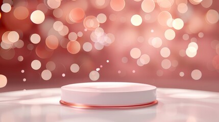 Poster - 3D rendering of a beauty fashion bokeh background with a podium for product display.