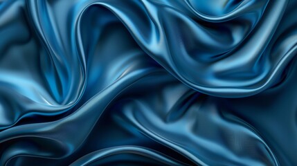 Poster - Blue flying satin cloth. Abstract monochrome background.