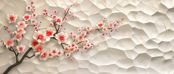 Sticker - This is a Japanese template modern that features cherry blossoms and geometric elements.