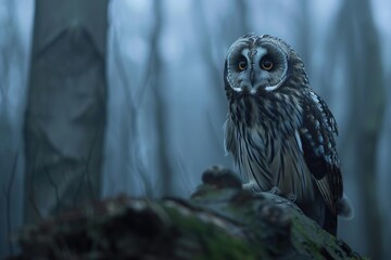 Sticker - Short eared owl (Asio otus) in the forest