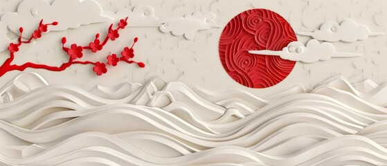 Leinwandbilder - The Chinese approach to Japanese patterns and icons. Oriental wedding invitations and frames. Geometric patterns on abstract backgrounds.