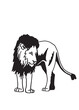 Graphical lion on white background, black and white illustration