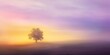 Ethereal Dawn with Lone Tree Standing in a Dreamlike Misty Field