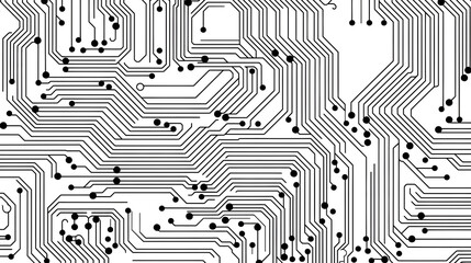 Digital technology black and white abstract geometric circuit graphic poster web page PPT background