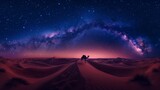 Fototapeta  - Starry Night Over Sand Dunes, generative ai