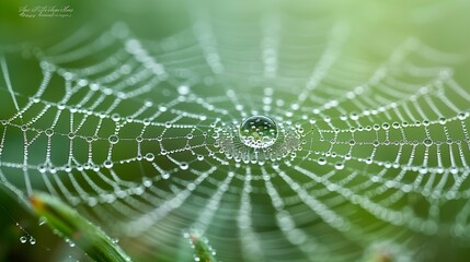 Dewy Spider Web Elegance, generative ai