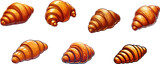 Fototapeta Sypialnia - Graphic set of baked croissants isolated on white background, vector food illustration eps 10
