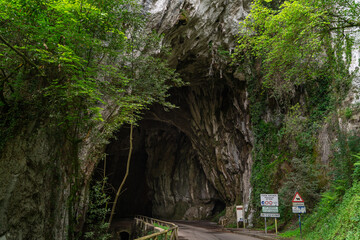 Entrance to La Cuevona  cave. Cuevas. Ribadesella. Asturias