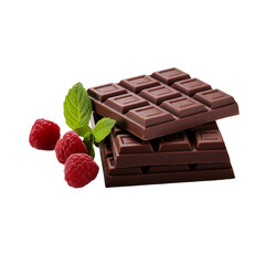 Wall Mural - Delicious Ghirardelli Raspberry Dark Chocolate Isolated On White Background