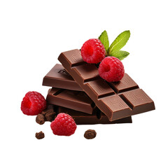 Wall Mural - Delicious Ghirardelli Raspberry Dark Chocolate Isolated On White Background