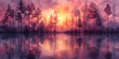 Pink-Violet Forest by the Water: A Tranquil Masterpiece