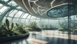 Futuristic interior in sci-fi style, lounge on a spaceship 22