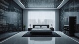 Fototapeta Przestrzenne - Futuristic interior in sci-fi style, bedroom  13