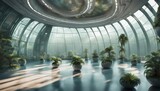 Fototapeta Przestrzenne - Futuristic interior in sci-fi style, lounge on a spaceship 20