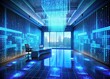 Futuristic interior in sci-fi style, office of the future 04