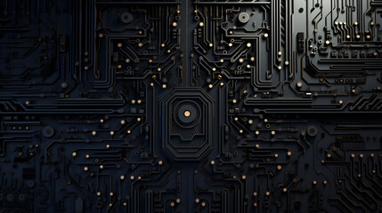 Digital technology black abstract geometric circuit graphic poster web page PPT background
