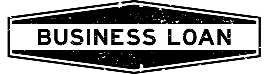 Sticker - Grunge black business loan word hexagon rubber seal stamp on white background