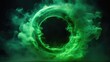 Circular Green Smoke explodes outward, with dramatic smoke or fog effect with a scary Dark background