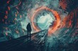 Abstract urban wormhole, perfect for exploring themes of time travel and alternate realities, Space exploration scenes with interdimensional portals., background