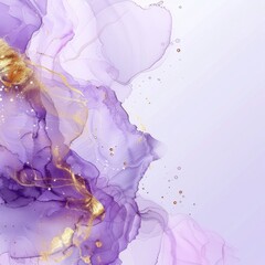  A purple and gold abstract painting with a fluid, flowing design.