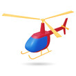 A red plastic helicopter 3d kids toys. Vector illustration. Toy plastic helicopter gift for kids. Most classic toys in the past.