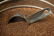 Medium Roast Coffee Grounds with Scoop In Metal Can