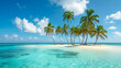 Island with palms in the turquoise sea 