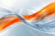Silver Fusion with Orange Swoosh. Abstract Horizontal Motion in Blue Gradient and White Light