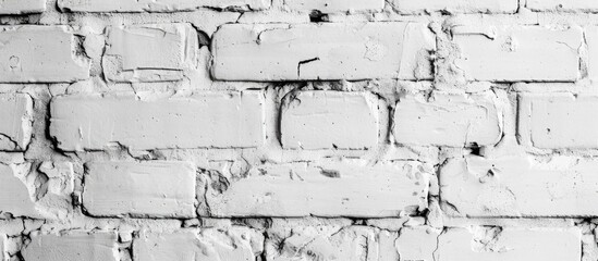 Poster - Close-up of white brick wall with black and white photograph