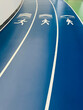 Indoor Running track on blue running track floor in the office building for exercise and relax, Sport concept