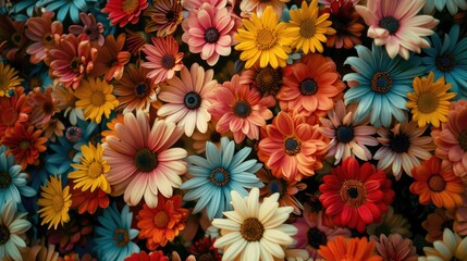 Poster - Top view of flowers as a background